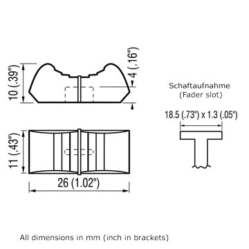 Maßzeichnung SIFAM Faderknopf 18.5mm